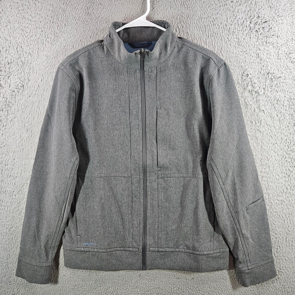 Medelita Quantum Scrub Jacket Mens Gray Full Zip Medical Warm Up‎ Coat Stretch M